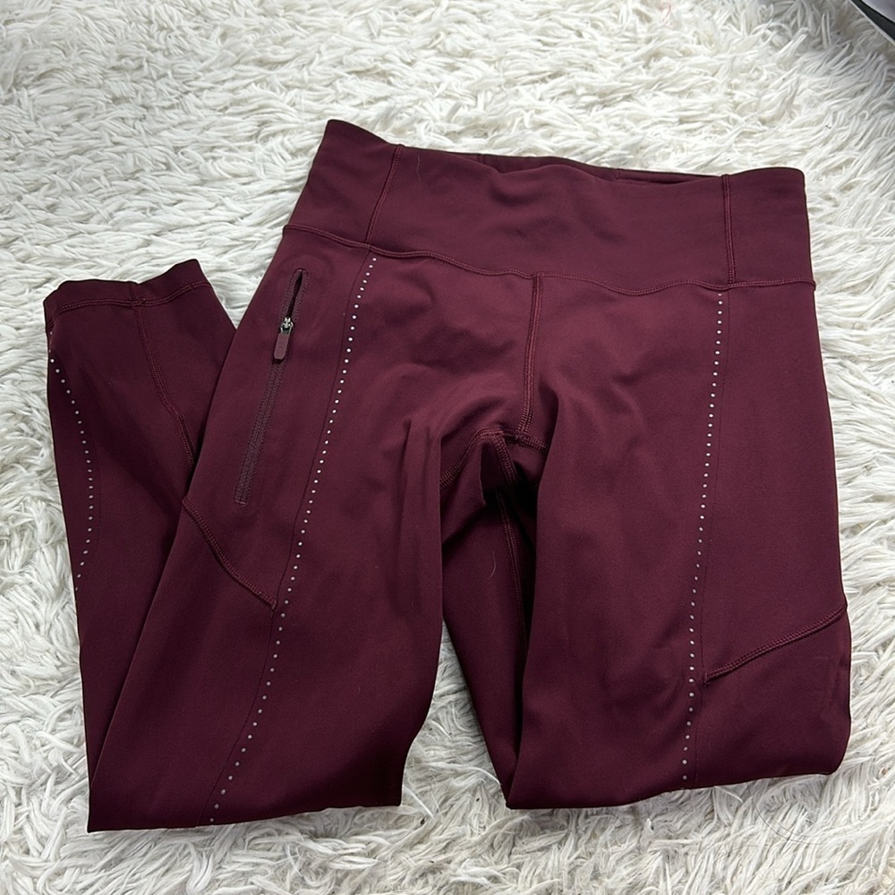 Lululemon Extra Mile Crop (Reflective 23") Garnet